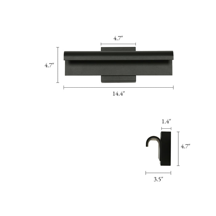 Lunova 1-Light Black Square Vanity Light Wall Sconce