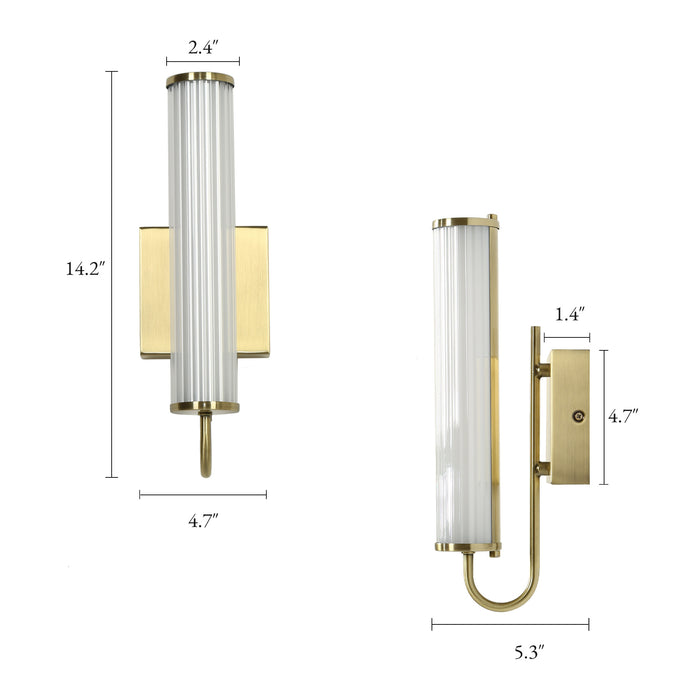 Lunova 1-Light Brass Cylinder Wall Sconce