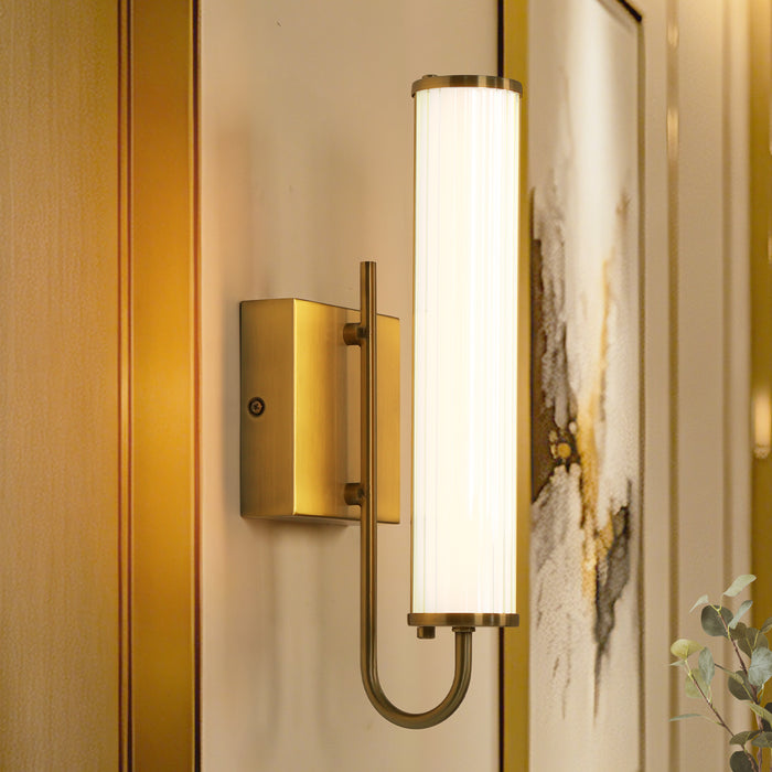 Lunova 1-Light Brass Cylinder Wall Sconce