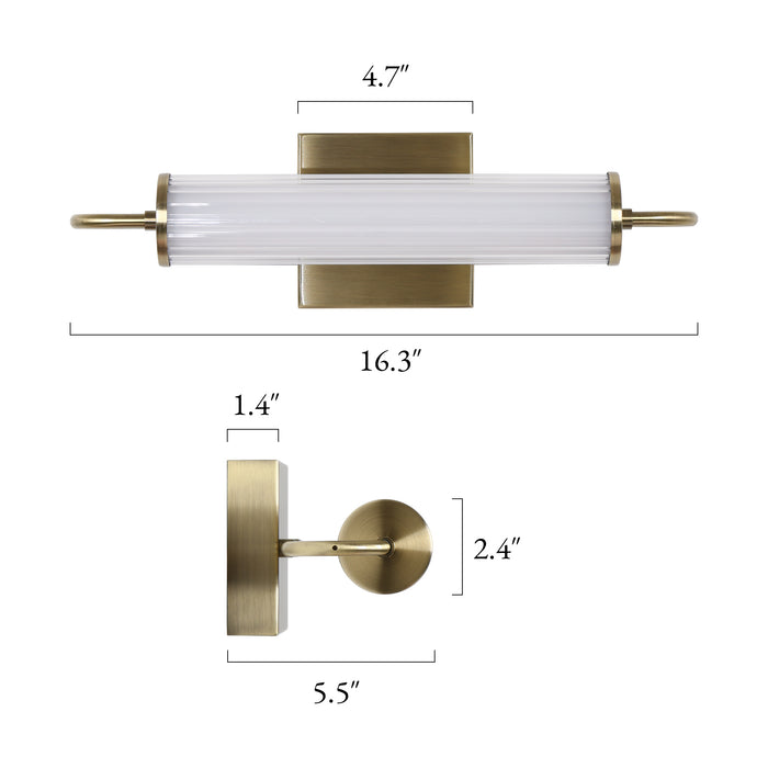 Lunova 1-Light Brass Vertical Cylinder Wall Sconce