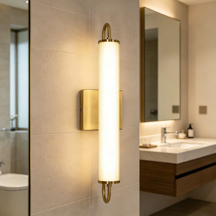 Lunova 1-Light Brass Slim Cylinder Wall Sconce