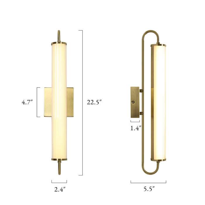 Lunova 1-Light Brass Slim Cylinder Wall Sconce
