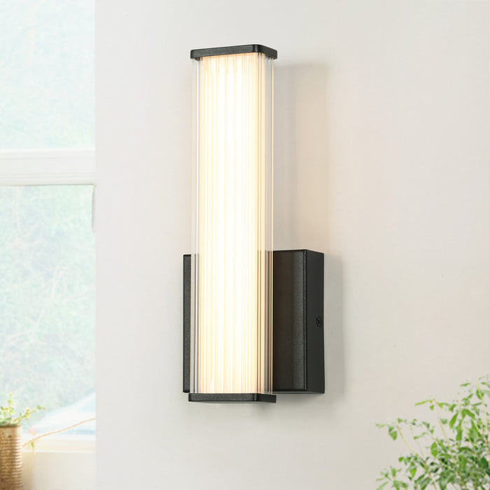 Lunova 1-Light Black Square Vertical Wall Sconce
