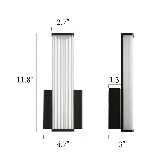 Lunova 1-Light Black Square Vertical Wall Sconce