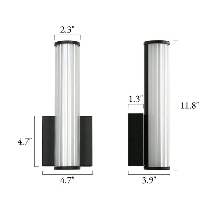 Lunova 1-Light Black Cylinder Wall Sconce