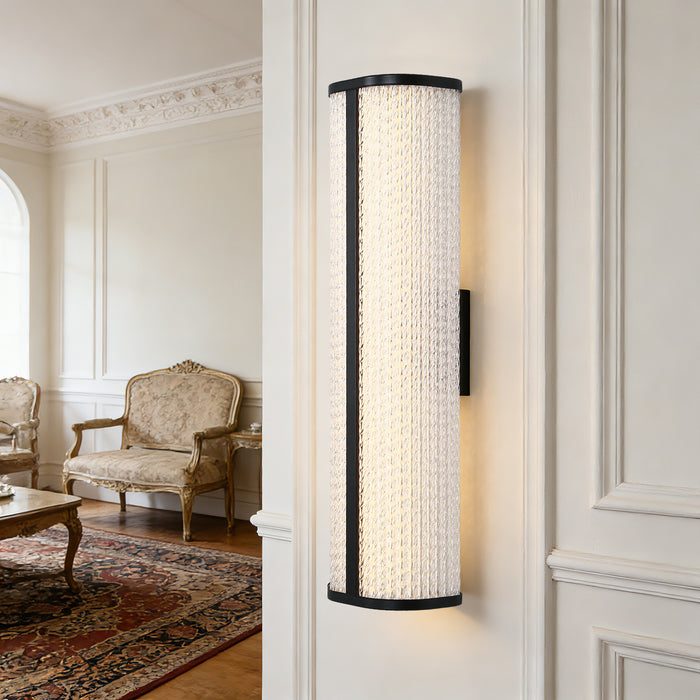 Lunova 1-Light Black Square Wall Sconce with Glass Shade