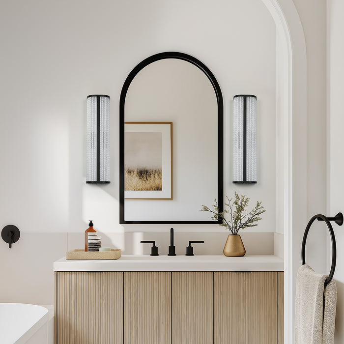 Lunova 1-Light Black Square Wall Sconce with Glass Shade