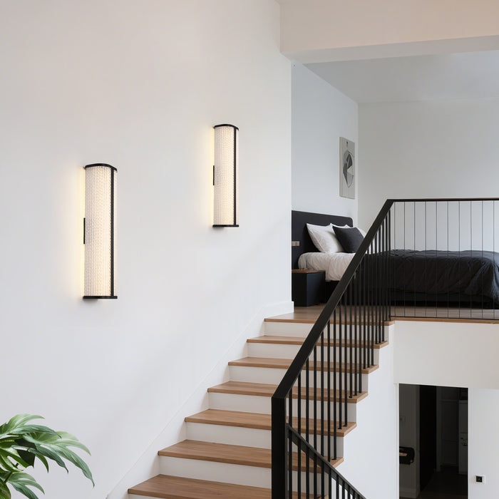 Lunova 1-Light Black Square Wall Sconce with Glass Shade