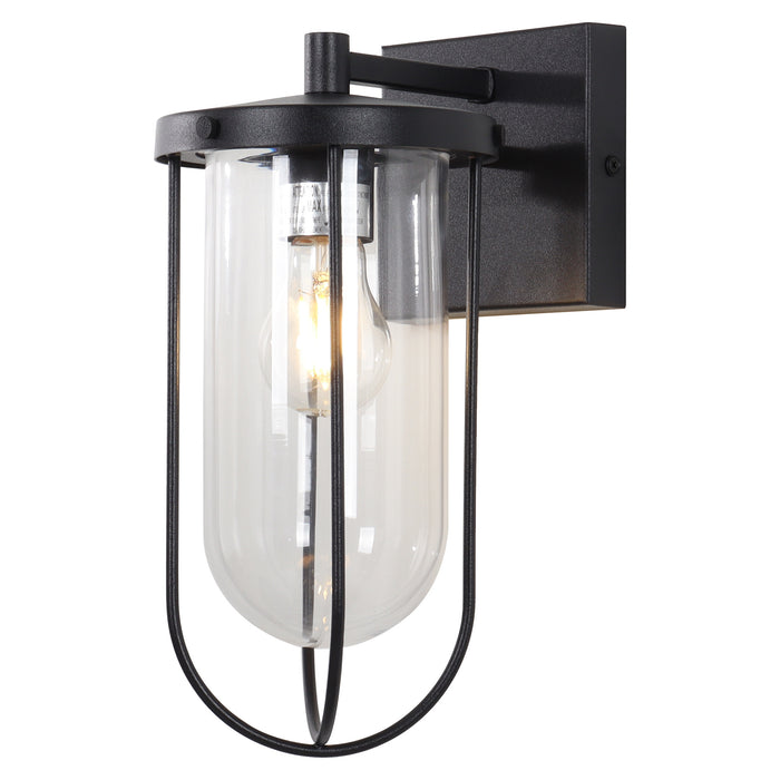 Donyse 1-Light Black Outdoor Wall Sconce with Glass Shade