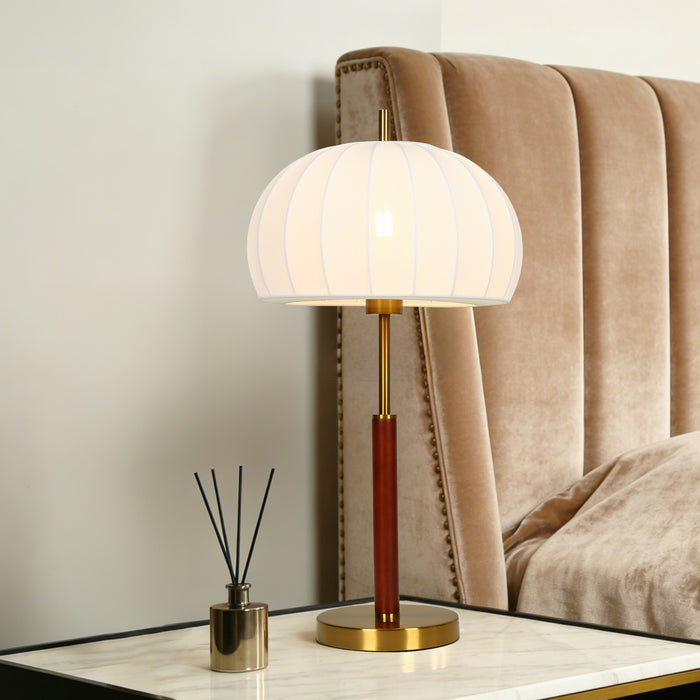Velora 1-Light Brass Table Lamp with Walnut Base