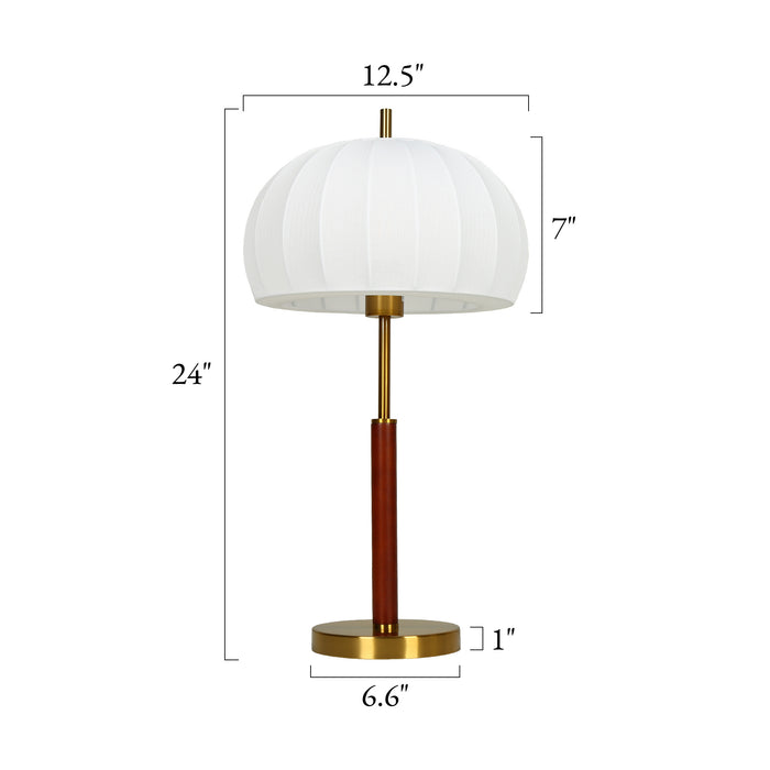 Velora 1-Light Brass Table Lamp with Walnut Base
