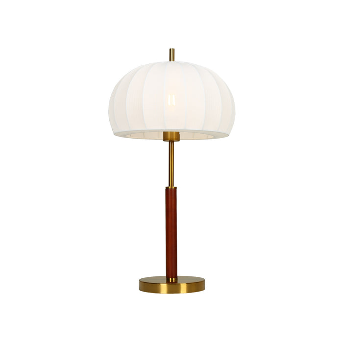 Velora 1-Light Brass Table Lamp with Walnut Base