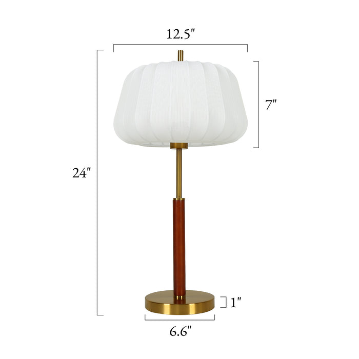 Velora 1-Light Brass Walnut Table Lamp