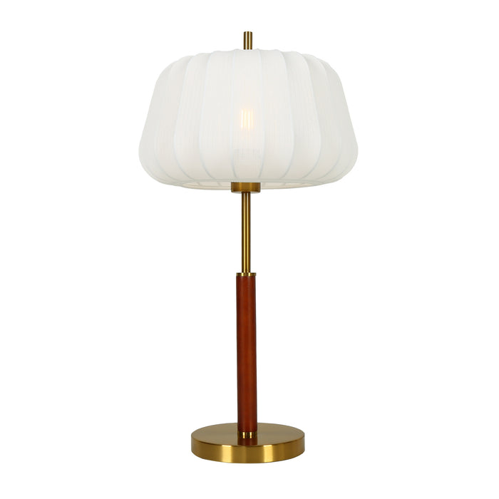 Velora 1-Light Brass Walnut Table Lamp
