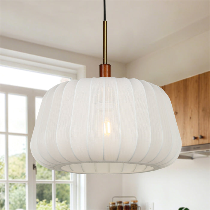 Velora 1-Light Brass Walnut Pendant Light