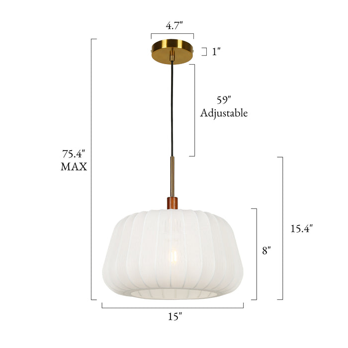 Velora 1-Light Brass Walnut Pendant Light