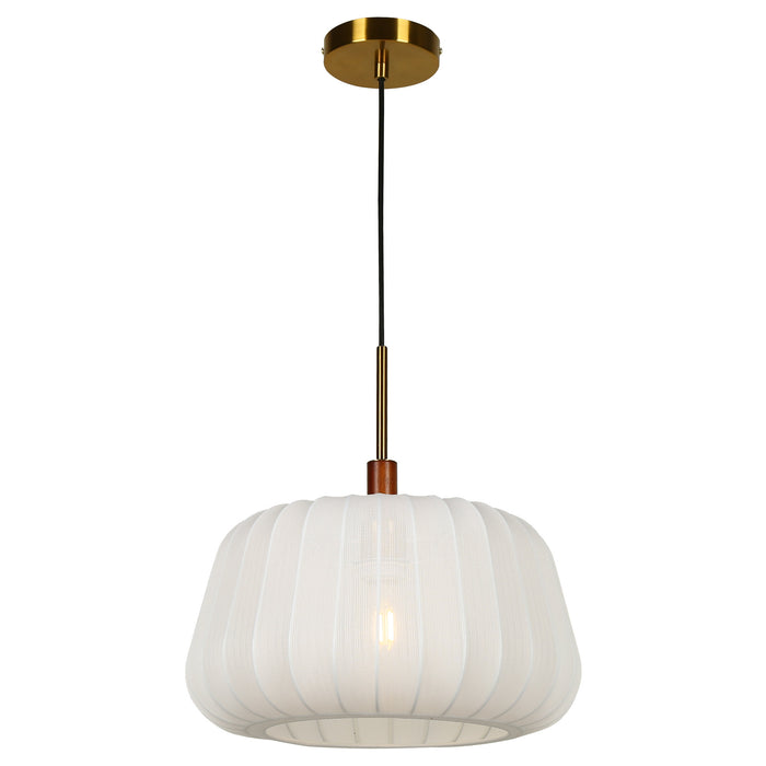 Velora 1-Light Brass Walnut Pendant Light