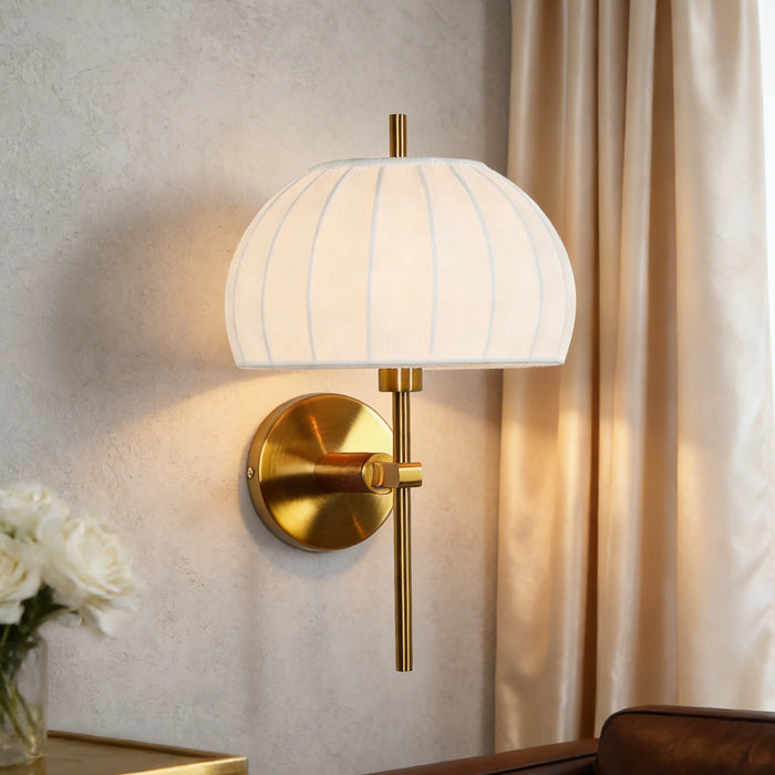 Velora 1-Light Brass Walnut Armed Wall Sconce