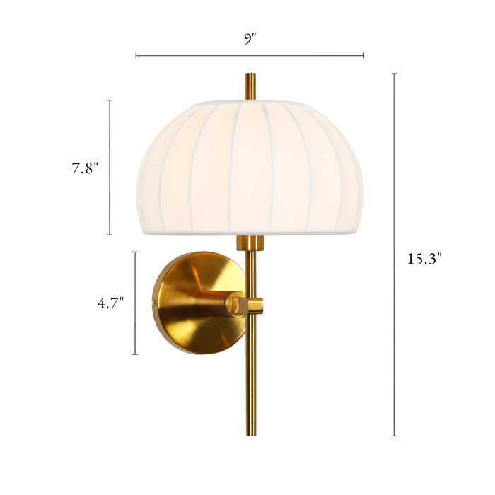 Velora 1-Light Brass Walnut Armed Wall Sconce