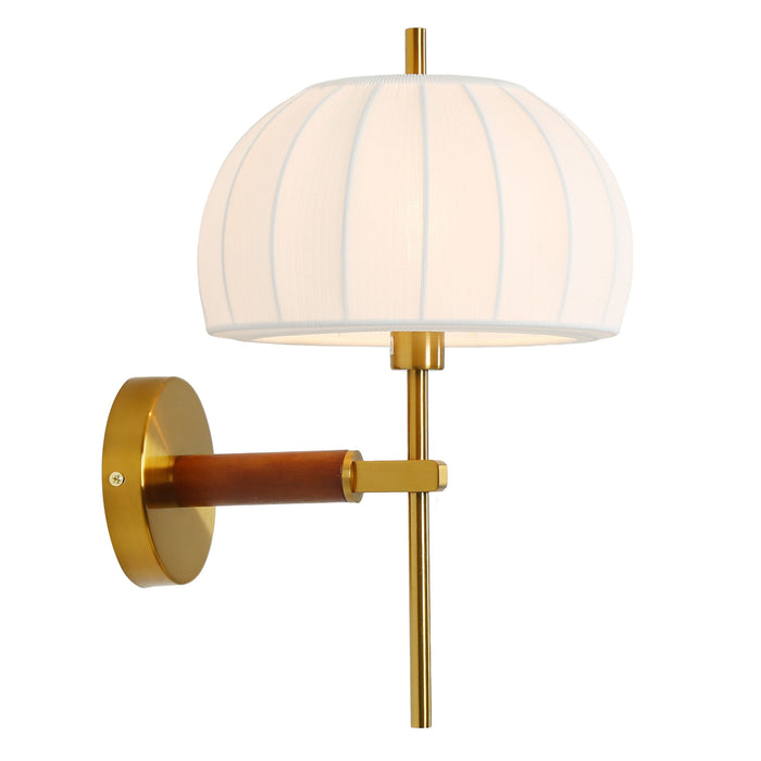 Velora 1-Light Brass Walnut Armed Wall Sconce