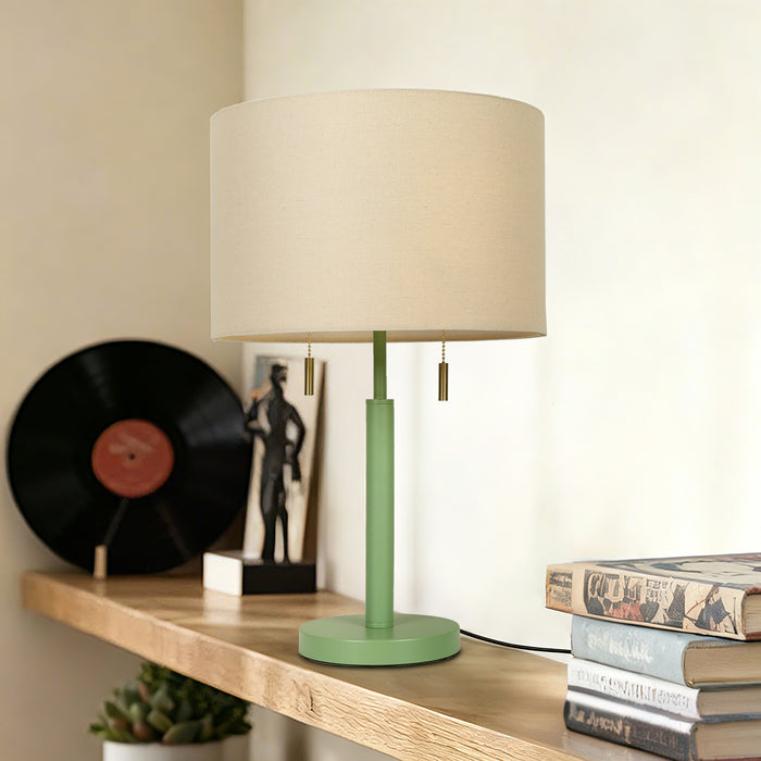 Eloria 2-Light Green Table Lamp with Linen Shade