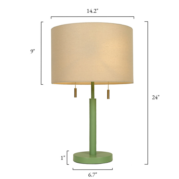 Eloria 2-Light Green Table Lamp with Linen Shade