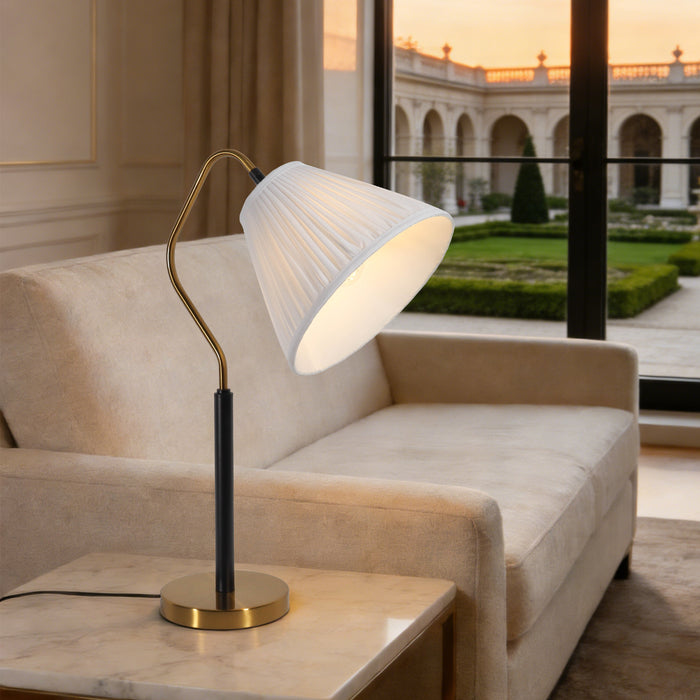 Avelin 1-Light Brass & Black Cone Fabric Table Lamp