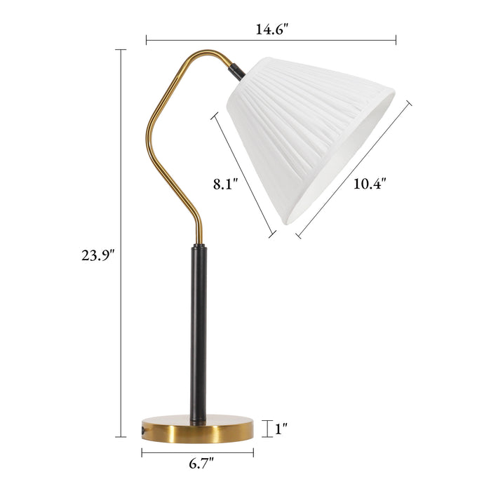 Avelin 1-Light Brass & Black Cone Fabric Table Lamp