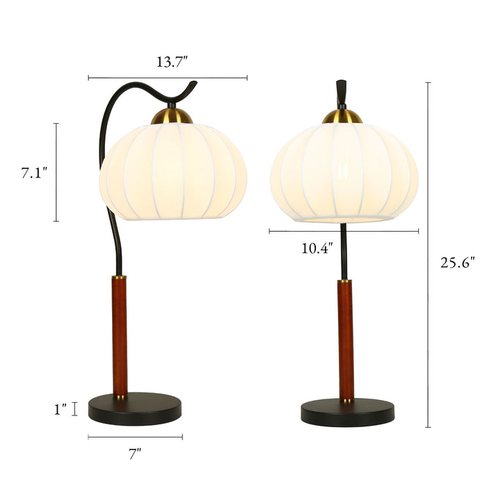 Lorena 1-Light Black Walnut Table Lamp with Seamless Fabric Shade