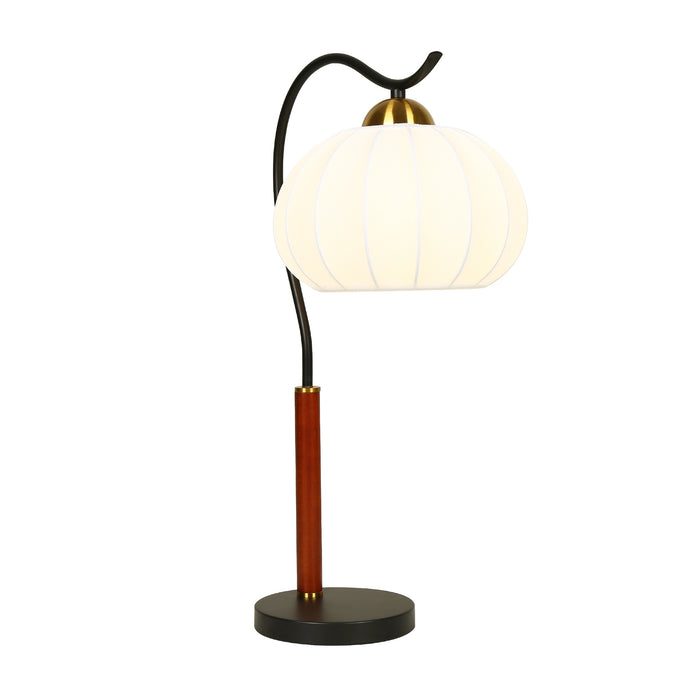 Lorena 1-Light Black Walnut Table Lamp with Seamless Fabric Shade