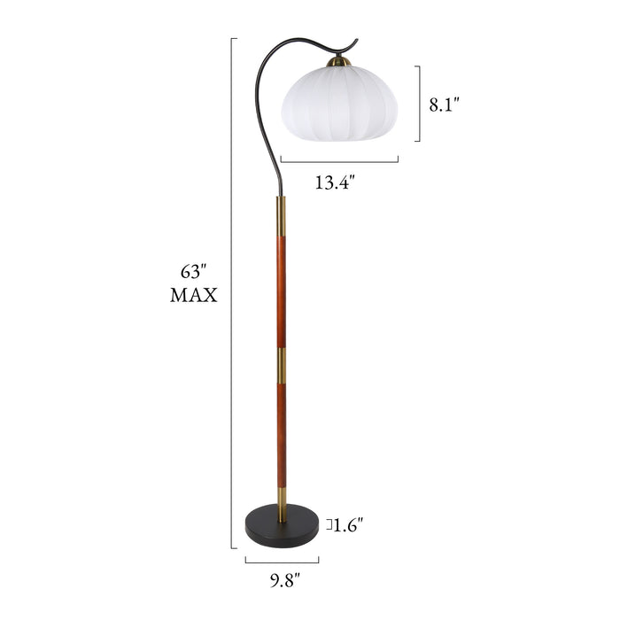 Lorena 1-Light Black Walnut Floor Lamp with Seamless Fabric Shade