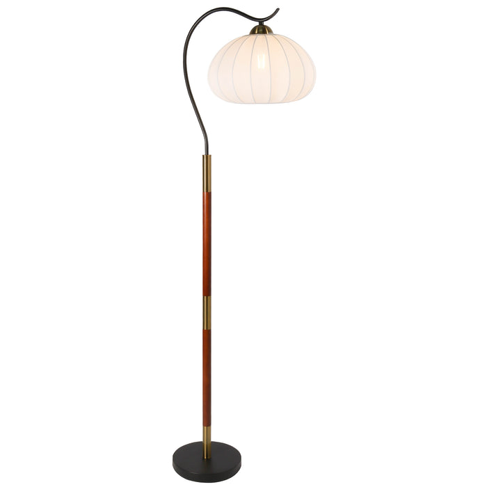 Lorena 1-Light Black Walnut Floor Lamp with Seamless Fabric Shade