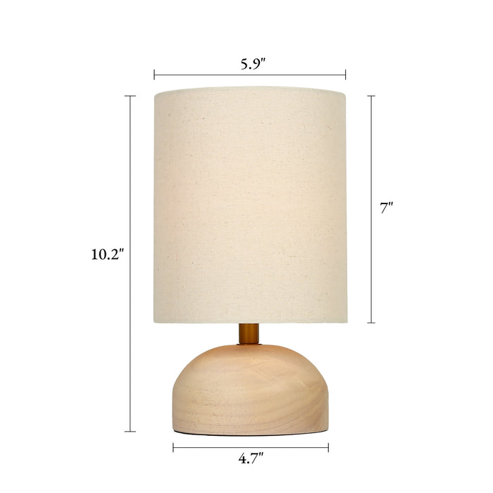 Elvian 1-Light Drum Linen Table Lamp with Rubberwood Base