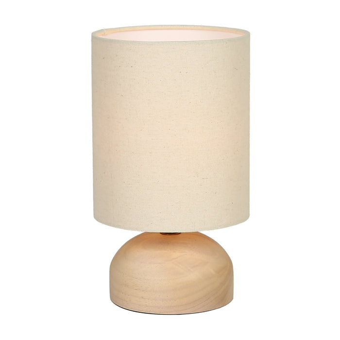 Elvian 1-Light Drum Linen Table Lamp with Rubberwood Base