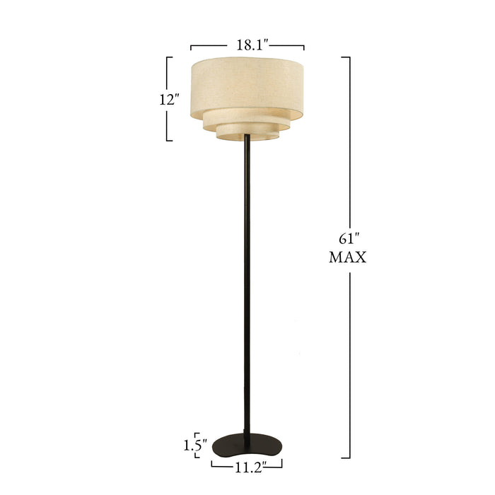 Seravi 1-Light Drum Linen Floor Lamp with Black Base
