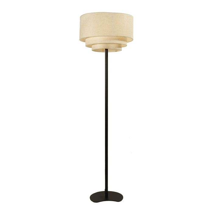 Seravi 1-Light Drum Linen Floor Lamp with Black Base