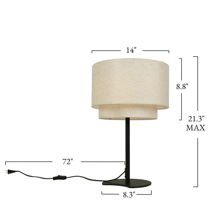 Seravi 1-Light Drum Linen Table Lamp with Black Base