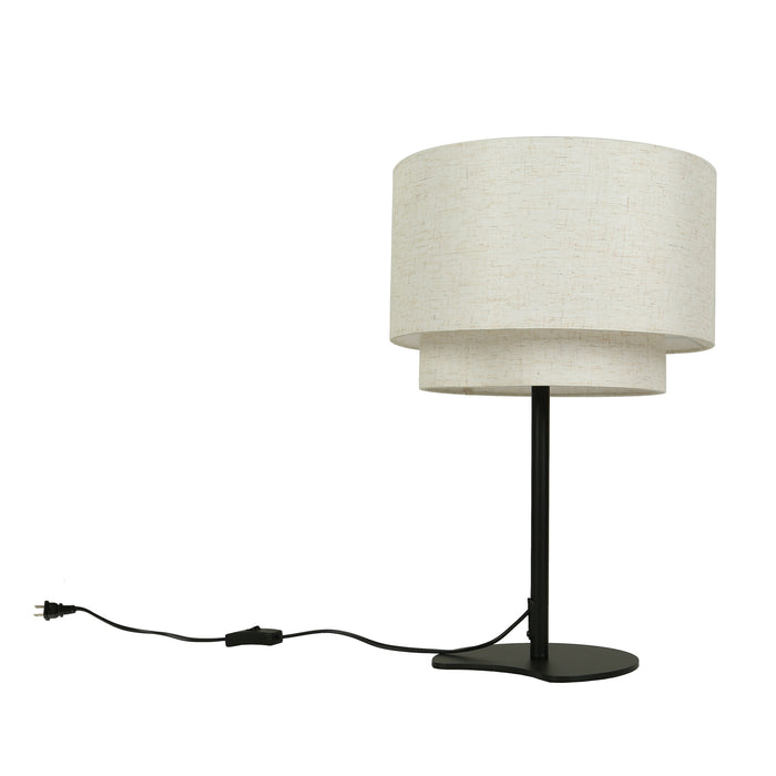 Seravi 1-Light Drum Linen Table Lamp with Black Base