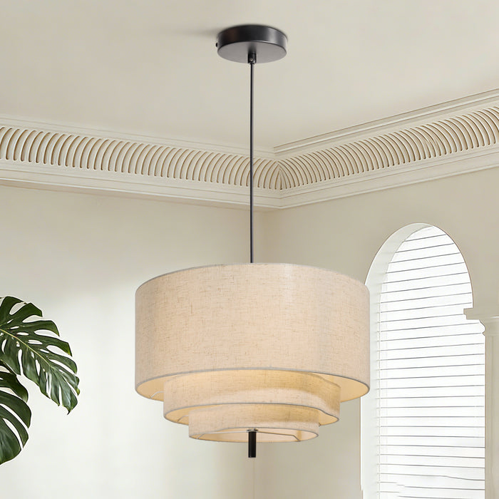 Seravi 1-Light Drum Linen Pendant Light
