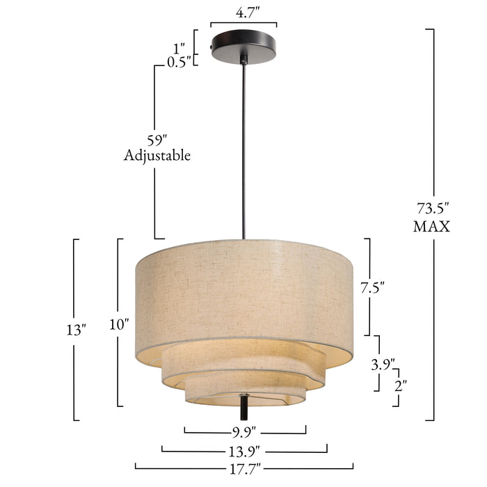 Seravi 1-Light Drum Linen Pendant Light