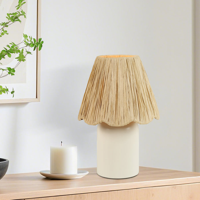 Lunova 1-Light White Oval Table Lamp