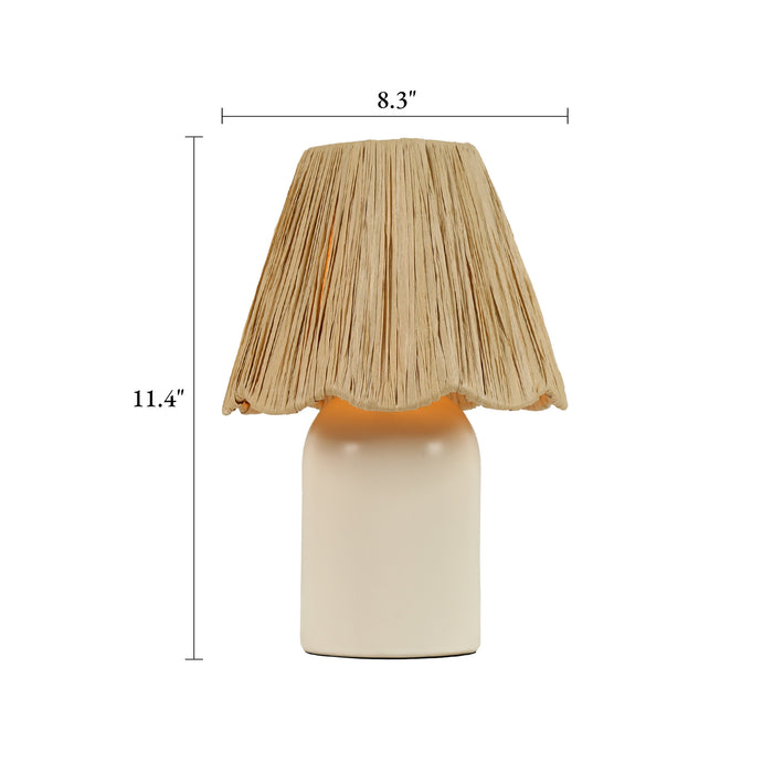 Lunova 1-Light White Oval Table Lamp