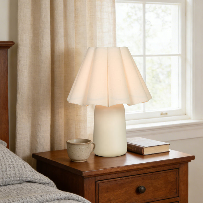 Aviora 1-Light White Pleated Linen Table Lamp