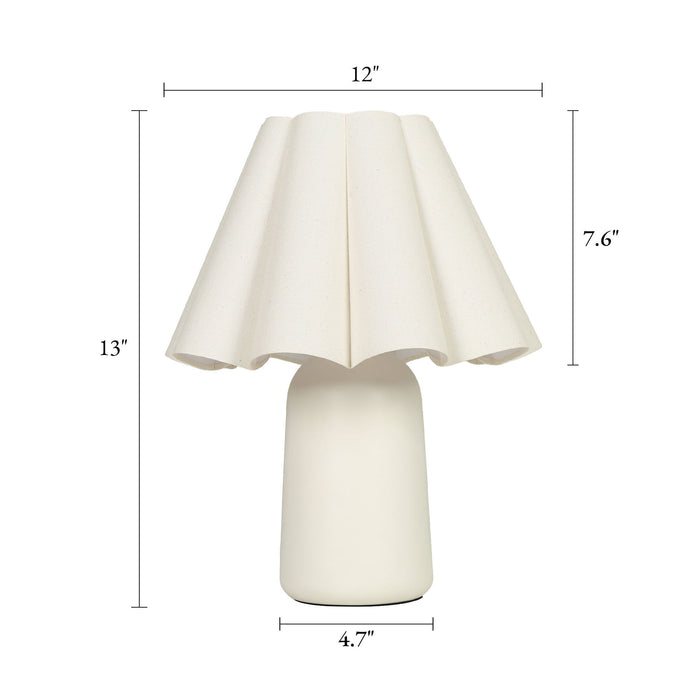 Aviora 1-Light White Pleated Linen Table Lamp