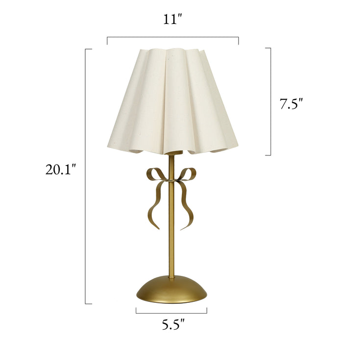 Virelle 1-Light White Pleated Linen Gold Table Lamp