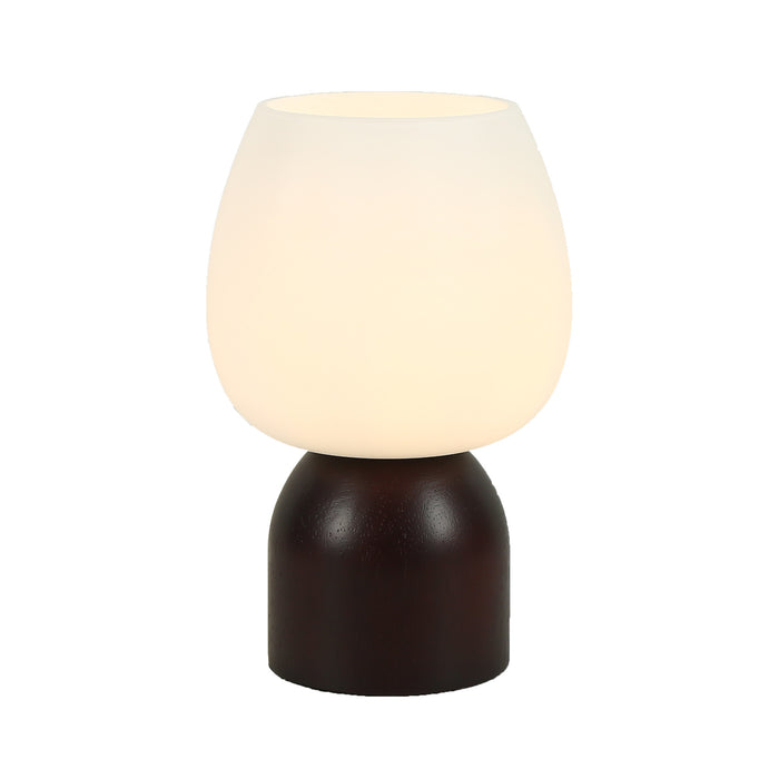 Elaris 1-Light Black Globe Glass Table Lamp with Wood Base