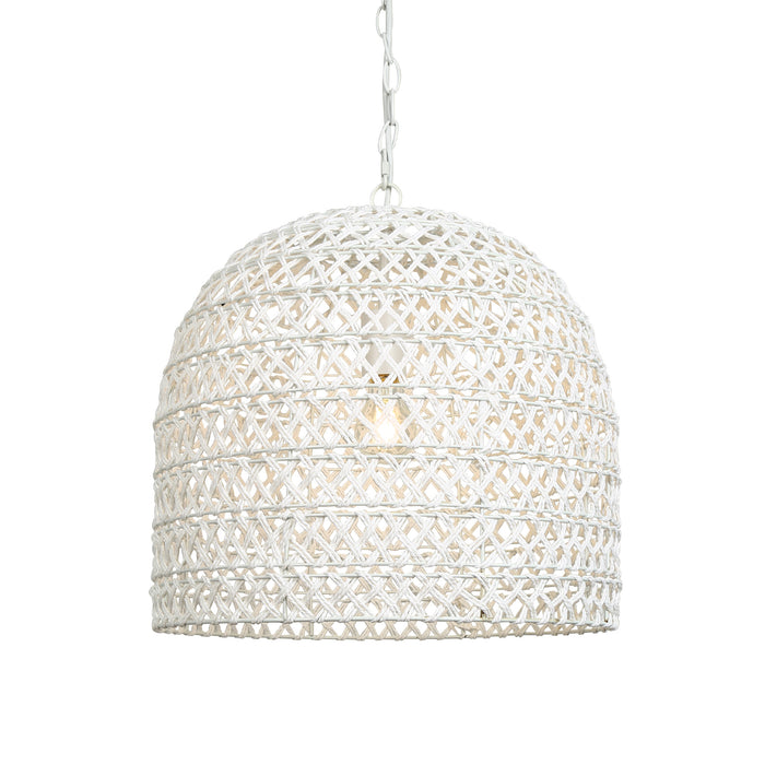 Calira 1-Light Dome Handwoven Natural White Woven Rope Pendant Light