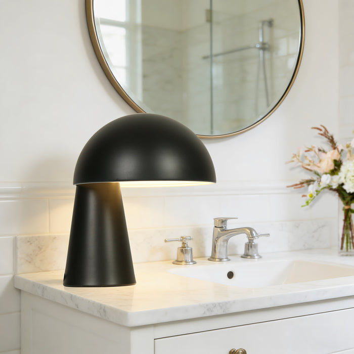 Solvian 1-Light Black Mushroom Table Lamp