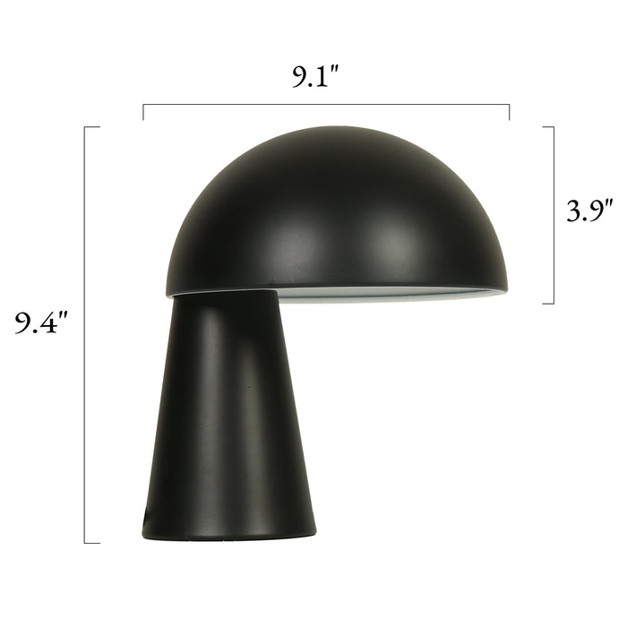 Solvian 1-Light Black Mushroom Table Lamp