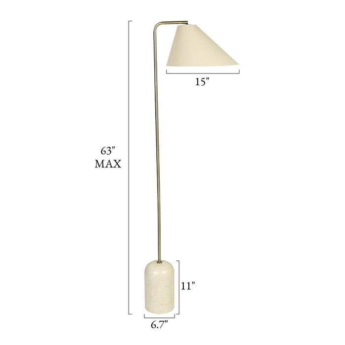Velisse 1-Light Light Travertine Floor Lamp with Cone Linen Shade